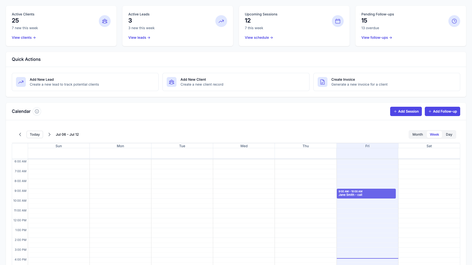 CoachlyCRM Dashboard